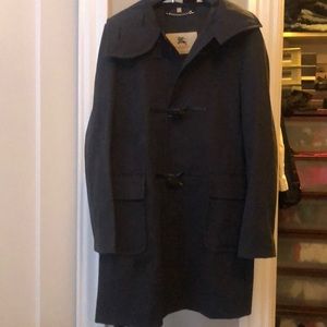 Authentic black Burberry rain coat with hood